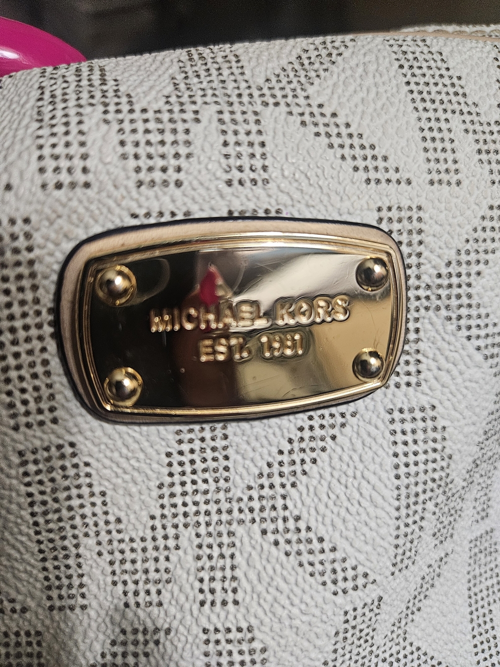 💓💚Womens Michael Kors Beige Logo Lined Handbag Interior - Preowned❤️💘 - Picture 7 of 8